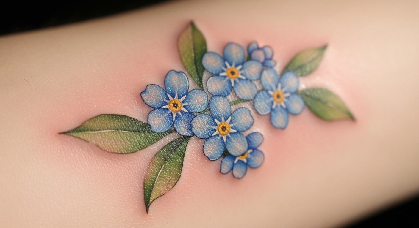 11 Elegant Watercolor Forget Me Not Flower Tattoos with Hidden Meaning