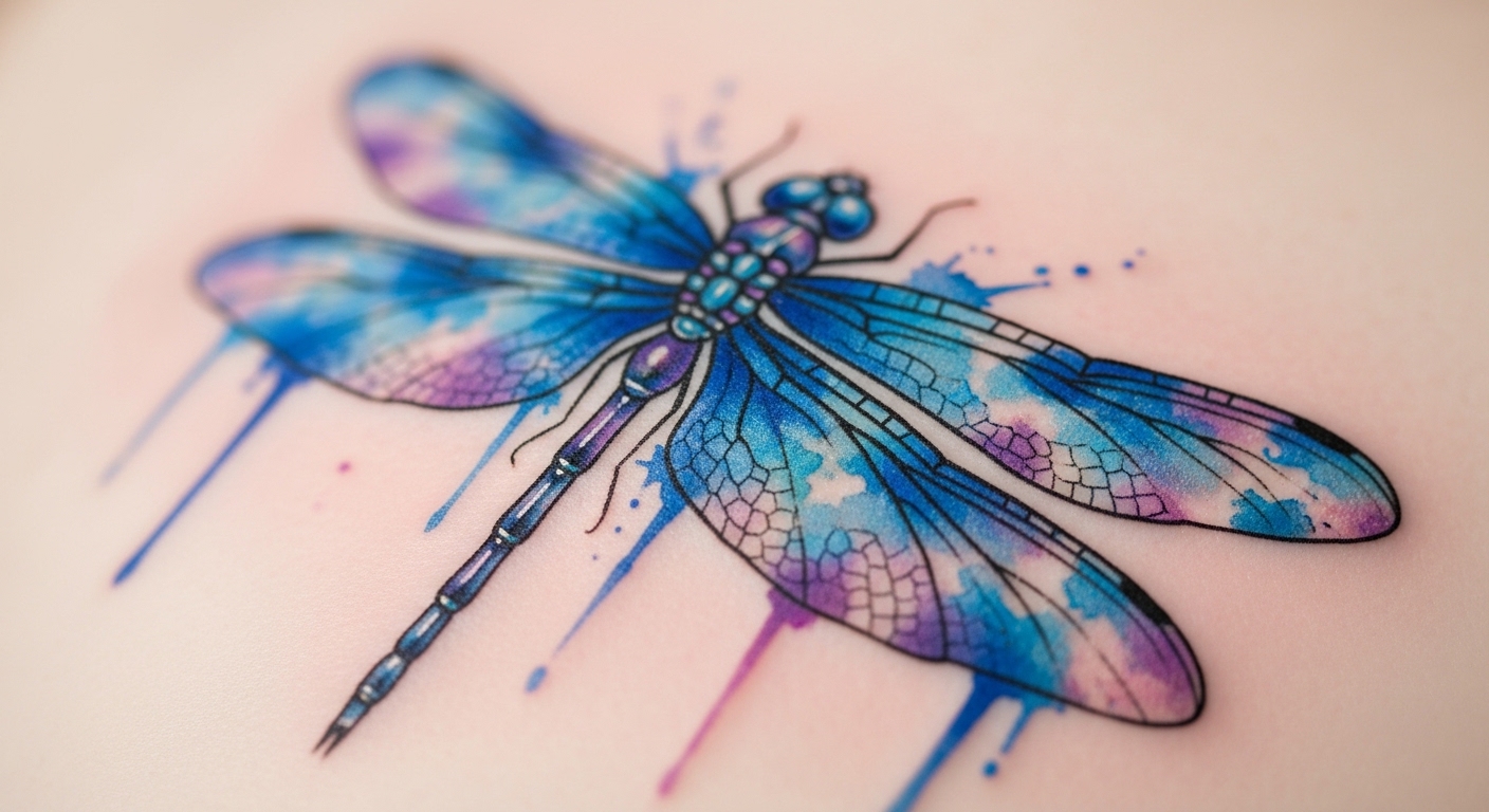 51 Lovely Watercolor Dragonfly Tattoo Design You’ll Want to Try