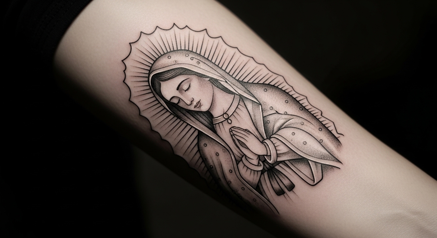 15 Inspiring Black and Grey Virgin Mary Tattoos with Hidden Meaning
