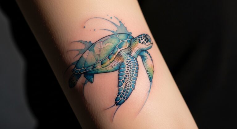 12 Mystical Watercolor Sea Turtle Tattoos You’ll Want to Try