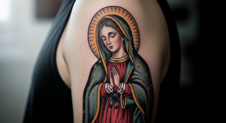 13 Heartfelt Traditional Virgin Mary Tattoos with Hidden Meaning