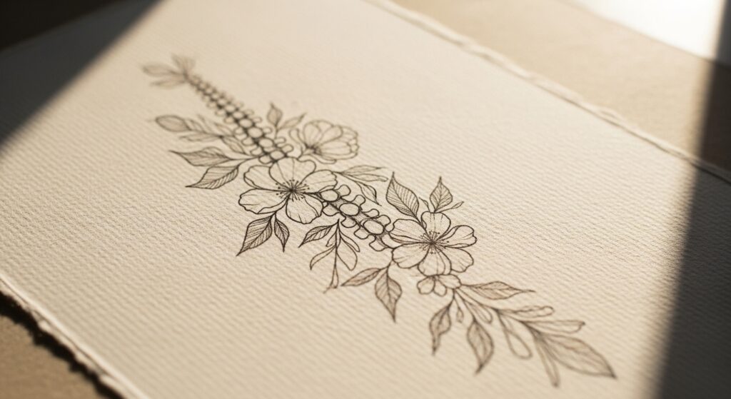 Floral Spine Tattoos For Women