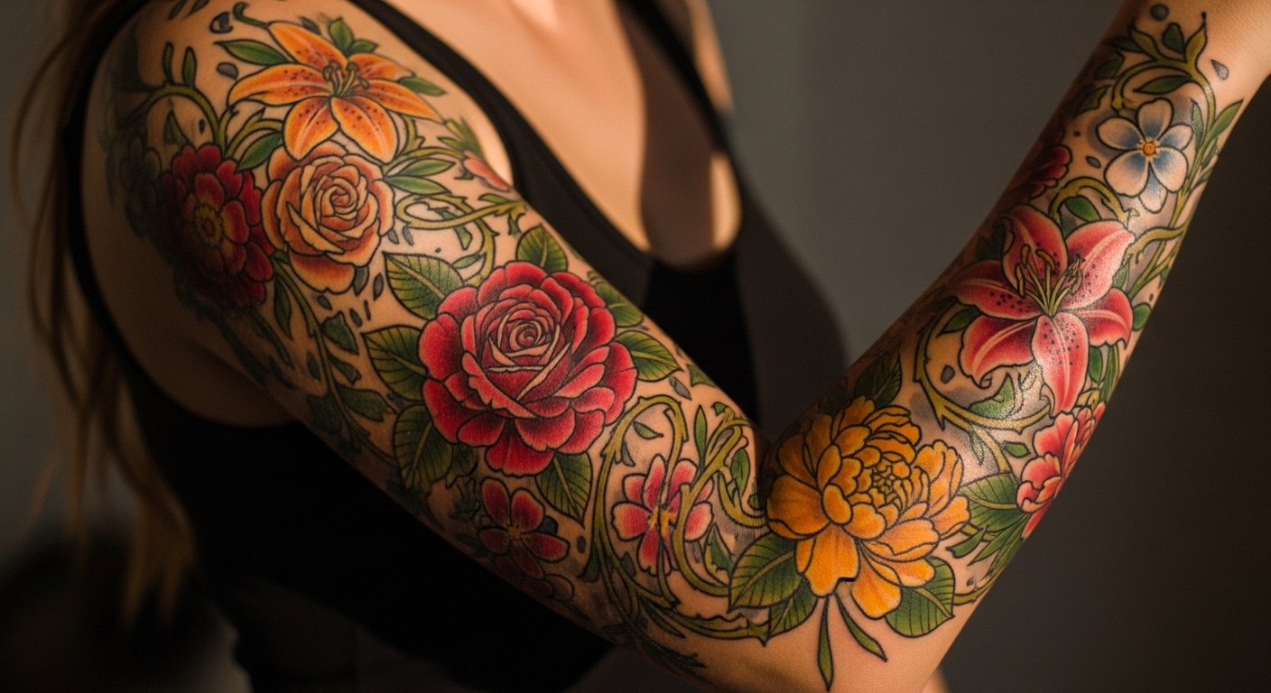 9 Magical Floral Full Sleeve Tattoos Every Woman Will Love