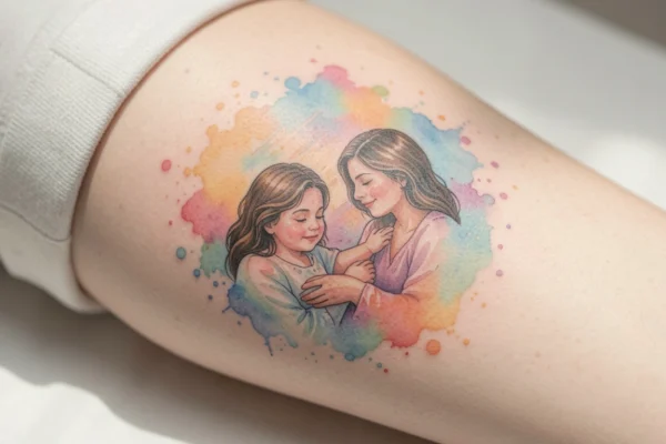 33 Elegant Watercolor Tattoos for Moms With Kids That Tell a Story