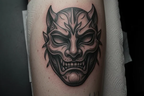 21 Mystical Bold Hanya Mask Tattoo Design You’ll Want to Try