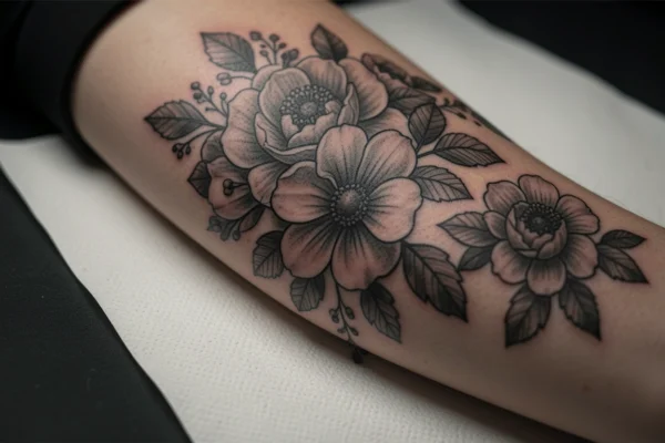 23 Stunning Floral Black and Grey Tattoos with Soft Vibes